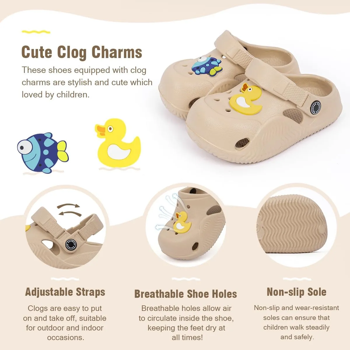 Toddler Cute Garden Clogs Boys Girls Slip On Shoes Summer Lightweight Outdoor Slides Sandals Infant Children Beach Pool Shoes (Toddler/Little Kids)
