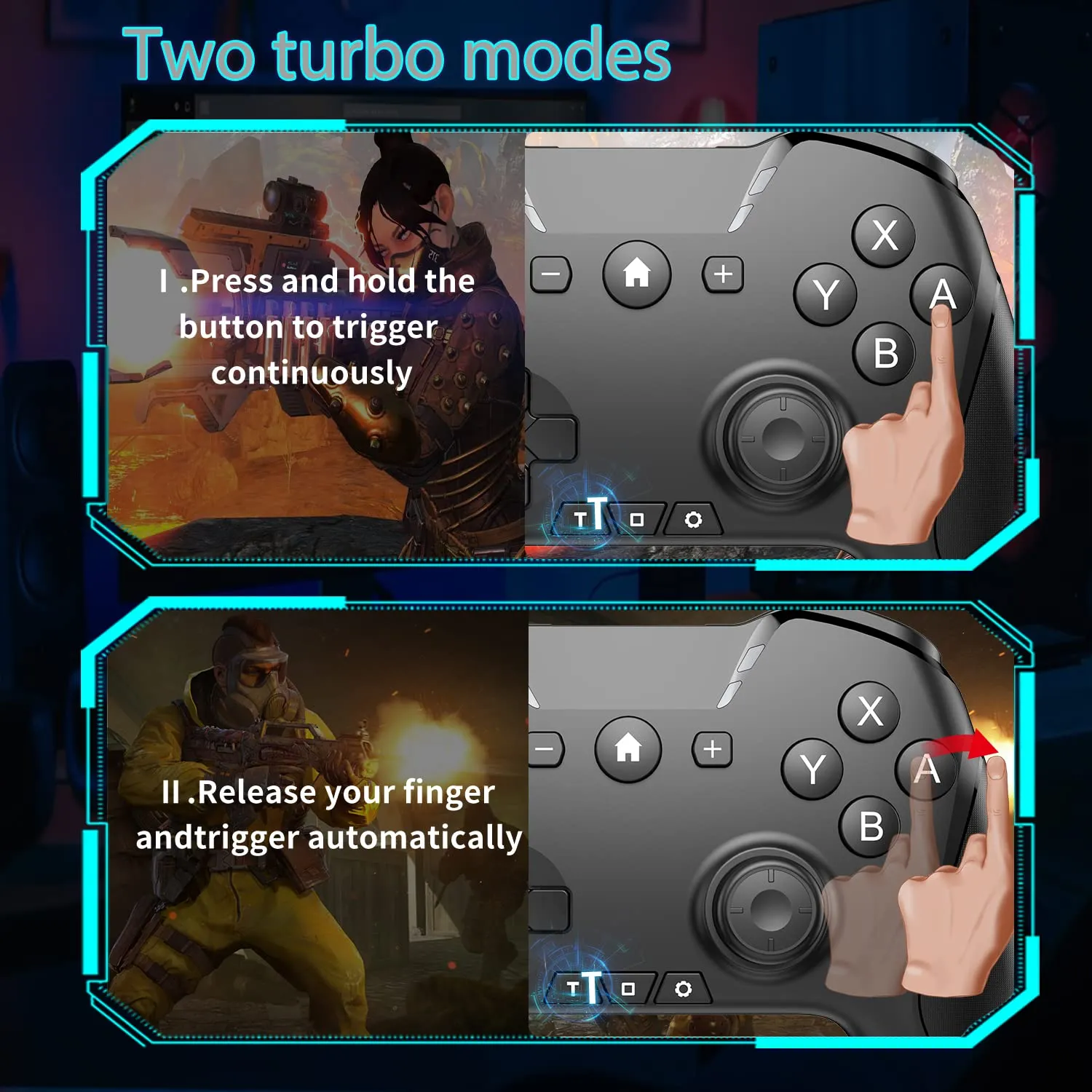 UNIHOW Bluetooth Game Controller for PC, Mac, Nintendo Switch, iOS, Android - Dual Motor, 6-Axis Gyroscope, Backlit, Ergonomic Design