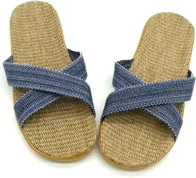 Unisex Home Slippers Flax Men and Women House Slipper Open-Toe Breathable