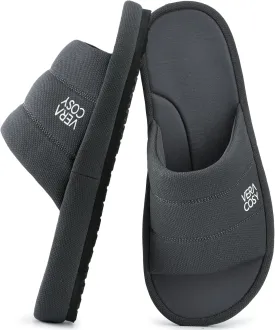 VeraCosy Men's Open Toe Slippers Breathable Corn Knit Memory Foam with Non Slip Sole