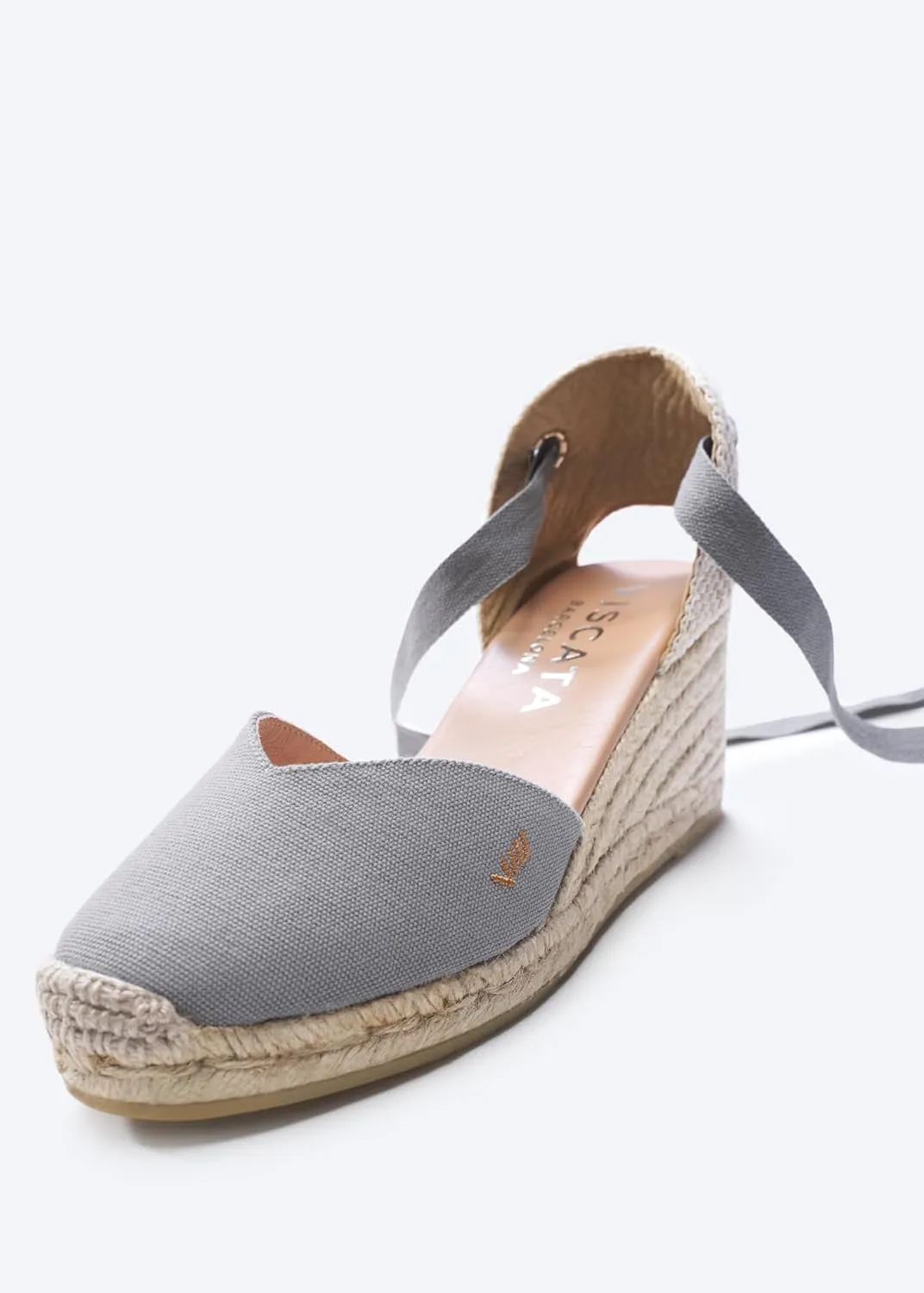VISCATA Gava Canvas Wedge Handmade 2  Heel Women's Sandals with Breathable Cotton Canvas V-cut Vamp and 100% Natural Jute Midsole for all Casual Occasions