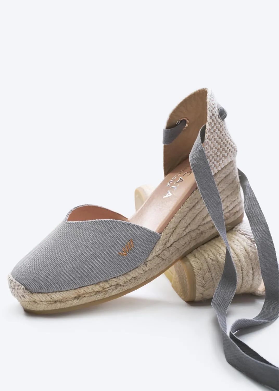 VISCATA Gava Canvas Wedge Handmade 2  Heel Women's Sandals with Breathable Cotton Canvas V-cut Vamp and 100% Natural Jute Midsole for all Casual Occasions