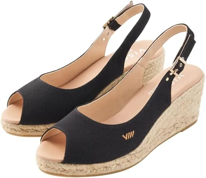 VISCATA Gavina Canvas Slingback Wedge with Ankle Strap Handmade 2  Heel Women's Sandals with Breathable Organic Cotton Canvas and 100% Natural Jute Midsole for all Casual Occasions