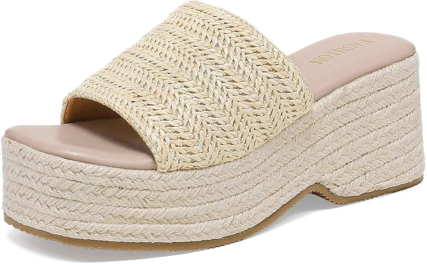 Women's Espadrilles Platform Sandals Wedges Slides Open Toe Slip on Shoes for women Summer Comfortable Woven Casual Beach Shoes