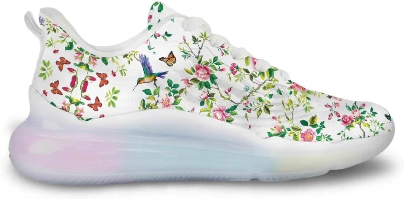 Women's Flower Sneakers Cozy Breathable Lightweight Non-Slip Air Cushion Outdoor Running Shoes for Women US 6-11