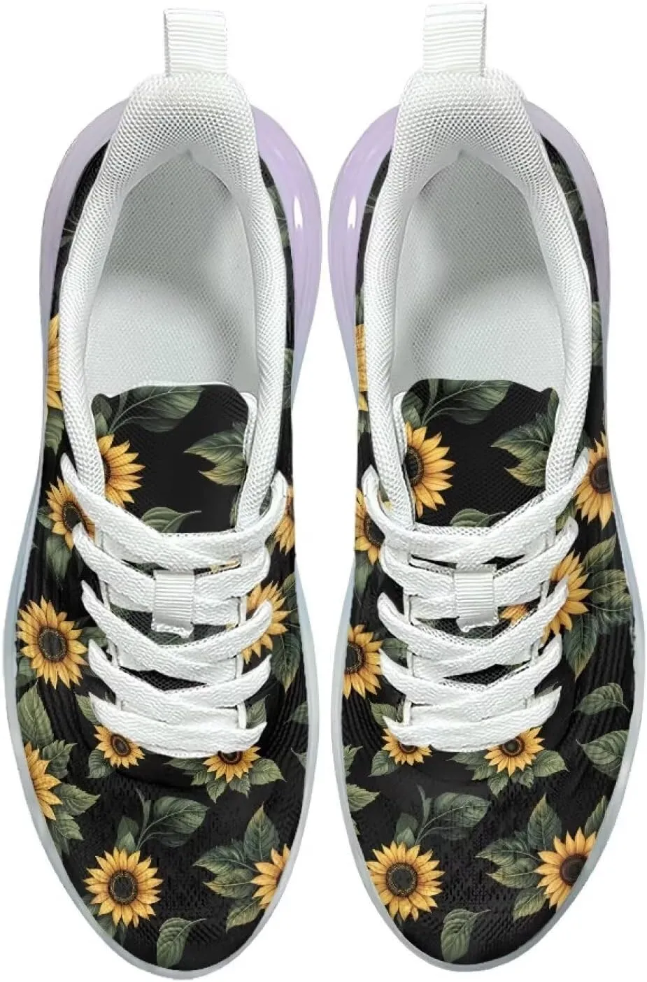 Women's Flower Sneakers Cozy Breathable Lightweight Non-Slip Air Cushion Outdoor Running Shoes for Women US 6-11