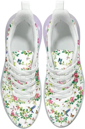 Women's Flower Sneakers Cozy Breathable Lightweight Non-Slip Air Cushion Outdoor Running Shoes for Women US 6-11