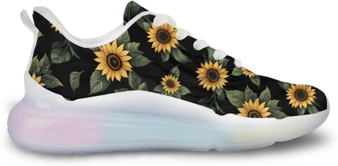 Women's Flower Sneakers Cozy Breathable Lightweight Non-Slip Air Cushion Outdoor Running Shoes for Women US 6-11