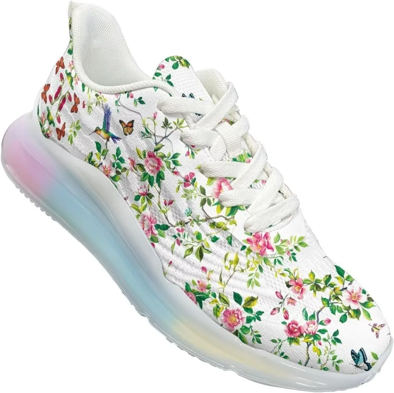 Women's Flower Sneakers Cozy Breathable Lightweight Non-Slip Air Cushion Outdoor Running Shoes for Women US 6-11