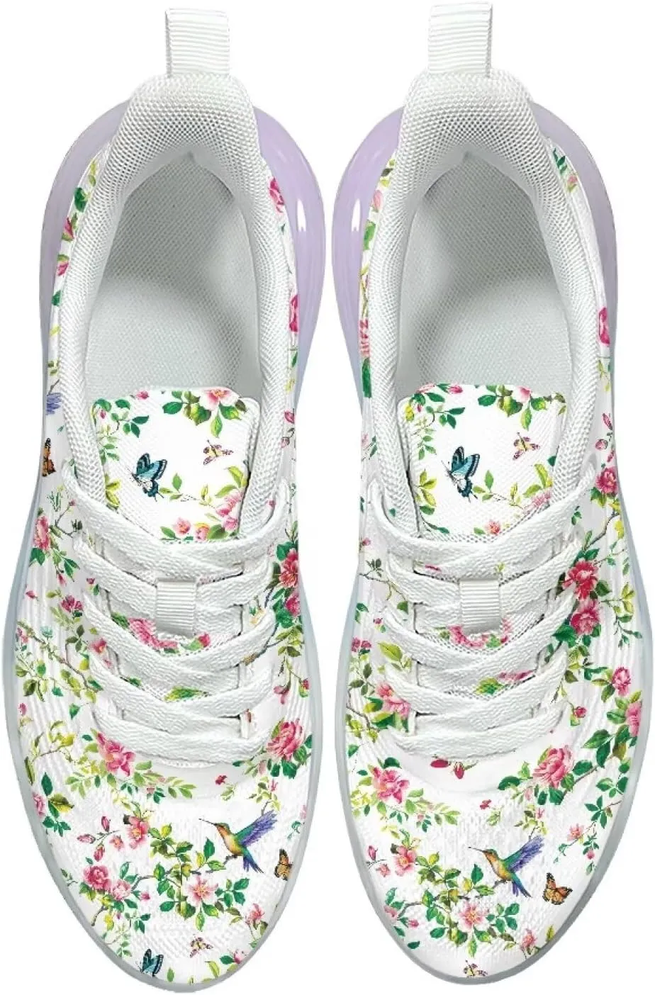 Women's Flower Sneakers Cozy Breathable Lightweight Non-Slip Air Cushion Outdoor Running Shoes for Women US 6-11