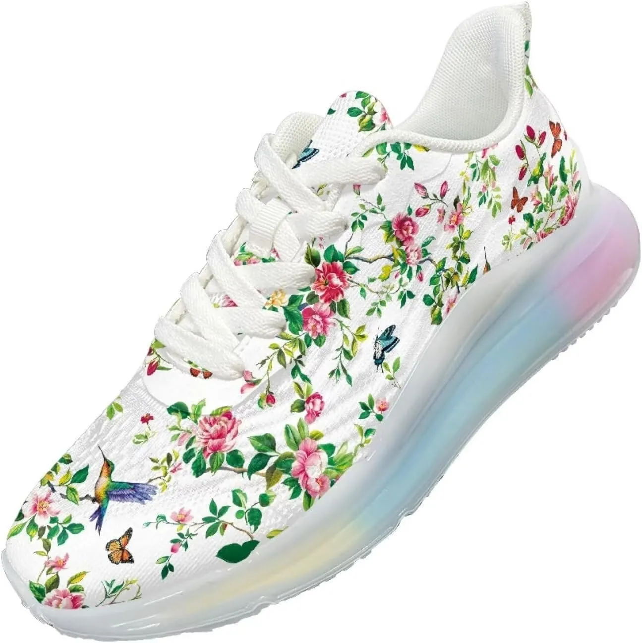 Women's Flower Sneakers Cozy Breathable Lightweight Non-Slip Air Cushion Outdoor Running Shoes for Women US 6-11