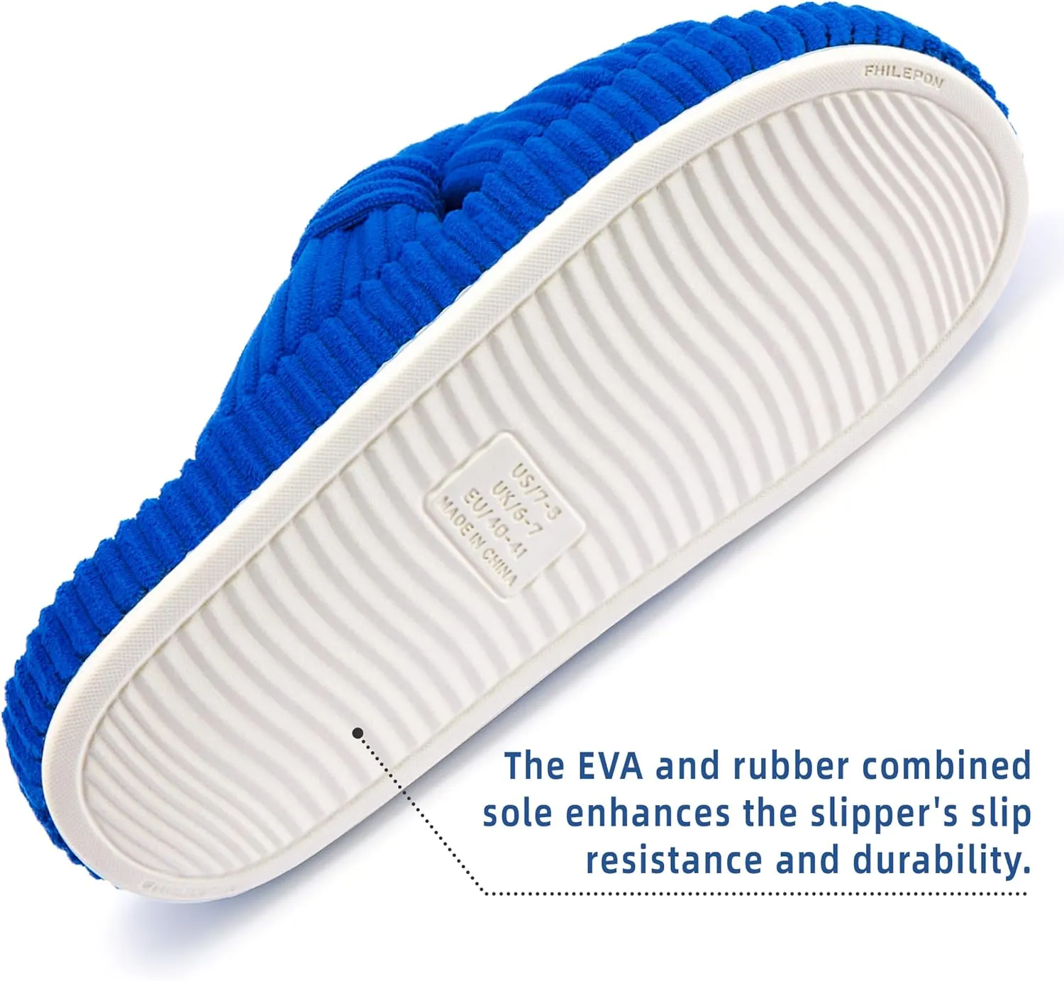 Women's House Slippers Corduroy Indoor Slippers Memory Foam Bedroom Open Toe Slippers Cross Band House Shoes
