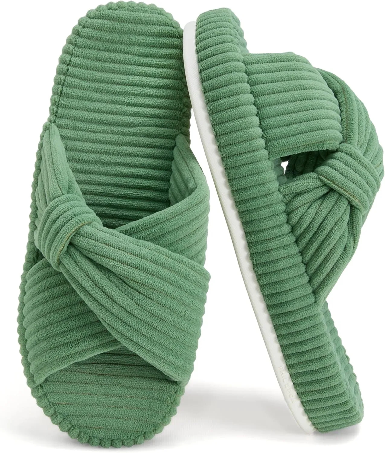 Women's House Slippers Corduroy Indoor Slippers Memory Foam Bedroom Open Toe Slippers Cross Band House Shoes