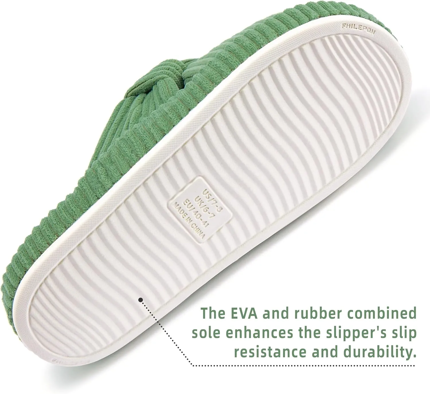 Women's House Slippers Corduroy Indoor Slippers Memory Foam Bedroom Open Toe Slippers Cross Band House Shoes