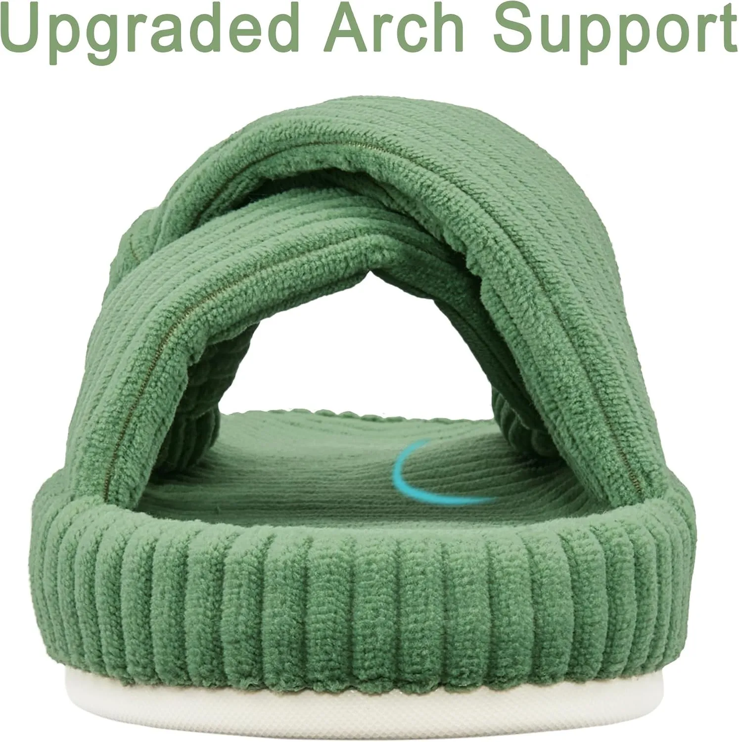 Women's House Slippers Corduroy Indoor Slippers Memory Foam Bedroom Open Toe Slippers Cross Band House Shoes