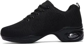 Women's Jazz Breathable Air Cushion Split Sole Athletic Walking Lace Up Dance Sneakers,Model 1902