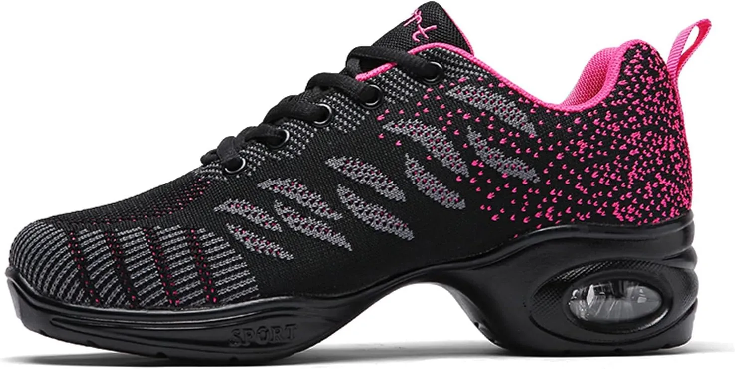 Women's Jazz Shoes Lace-up Dance Sneakers Lady Split Sole Air Cushion Modern Dance Shoes Platform