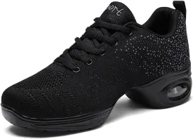 Women's Jazz Shoes Lace-up Dance Sneakers Lady Split Sole Air Cushion Modern Dance Shoes Platform
