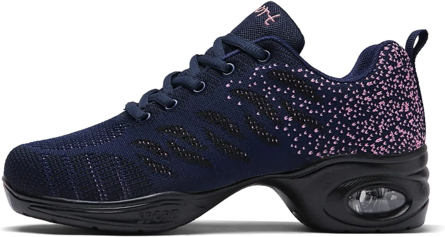 Women's Jazz Shoes Lace-up Dance Sneakers Lady Split Sole Air Cushion Modern Dance Shoes Platform