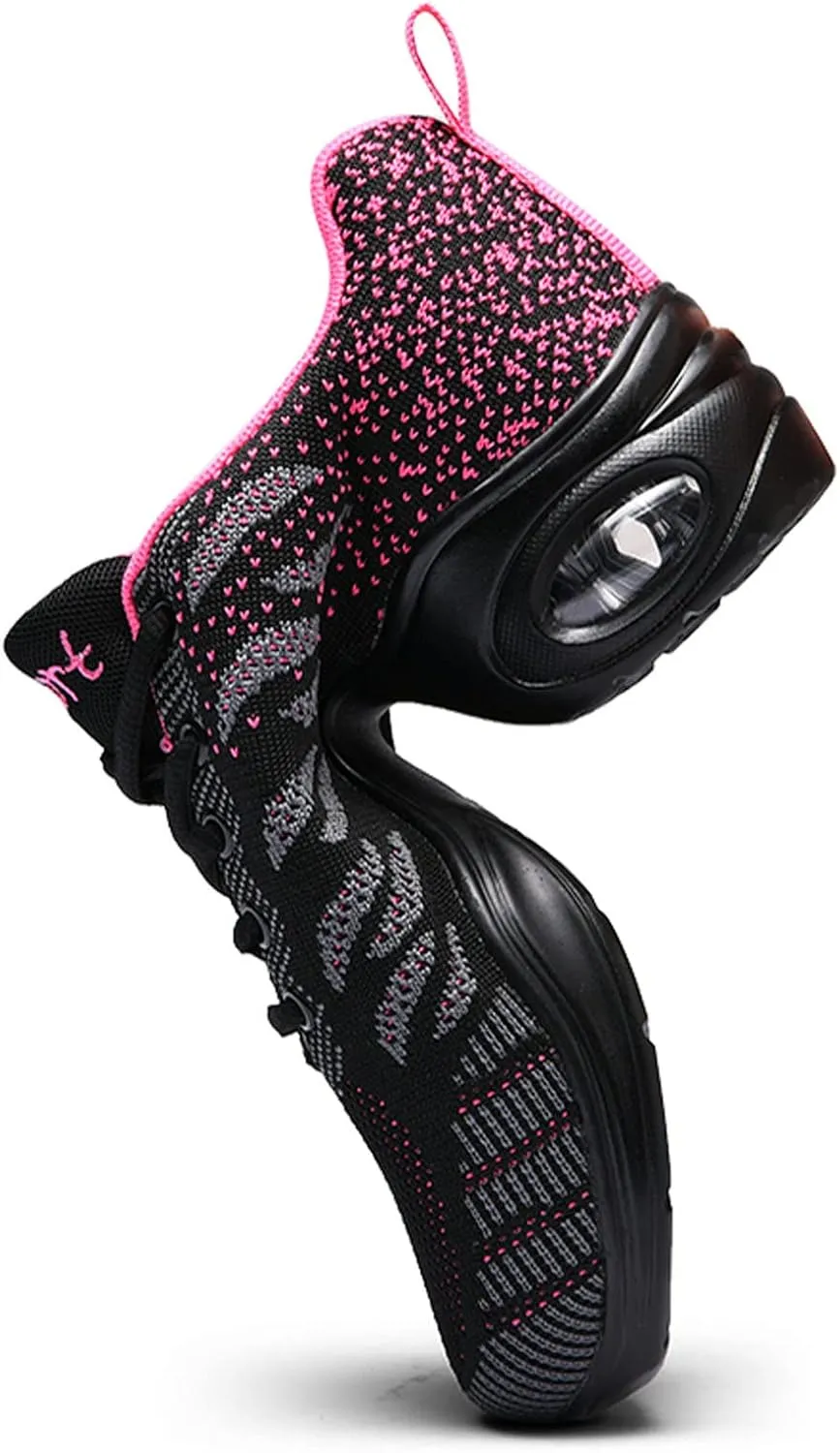 Women's Jazz Shoes Lace-up Dance Sneakers Lady Split Sole Air Cushion Modern Dance Shoes Platform