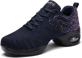 Women's Jazz Shoes Lace-up Dance Sneakers Lady Split Sole Air Cushion Modern Dance Shoes Platform