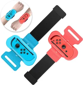 Wrist Bands for Dance 2025 2024 2023 2022 Switch and for Zumba Burn It Up - Upgraded Adjustable Elastic Straps for Nintendo Switch & Switch OLED Dance, 2 Pack Armbands for Adult and Kids (Red & Blue)