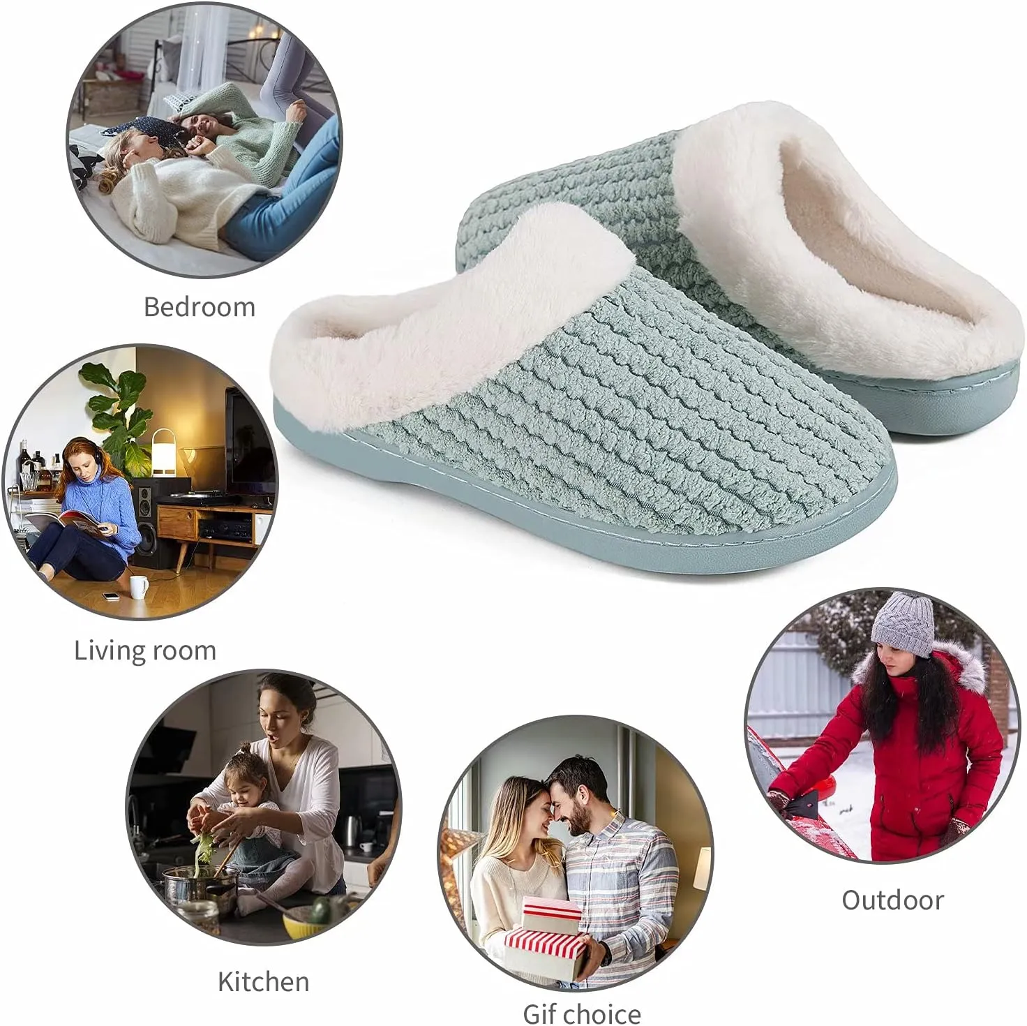 YALOX Slippers for Womens Warm Memory Foam Anti-Slip House Shoes Comfortable Cotton Slippers Home Bedroom Shoes Indoor & Outdoor