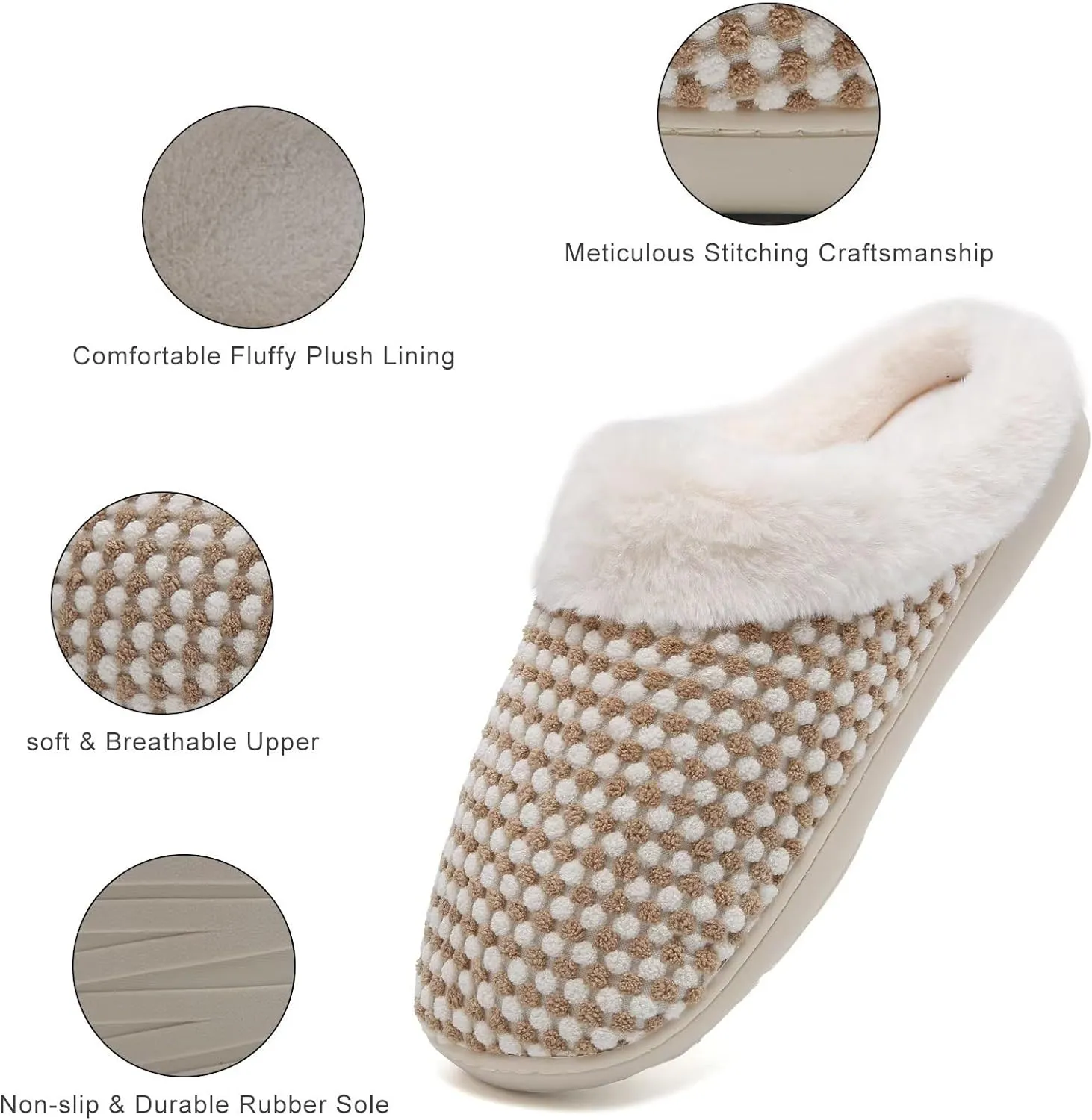 YALOX Slippers for Womens Warm Memory Foam Anti-Slip House Shoes Comfortable Cotton Slippers Home Bedroom Shoes Indoor & Outdoor