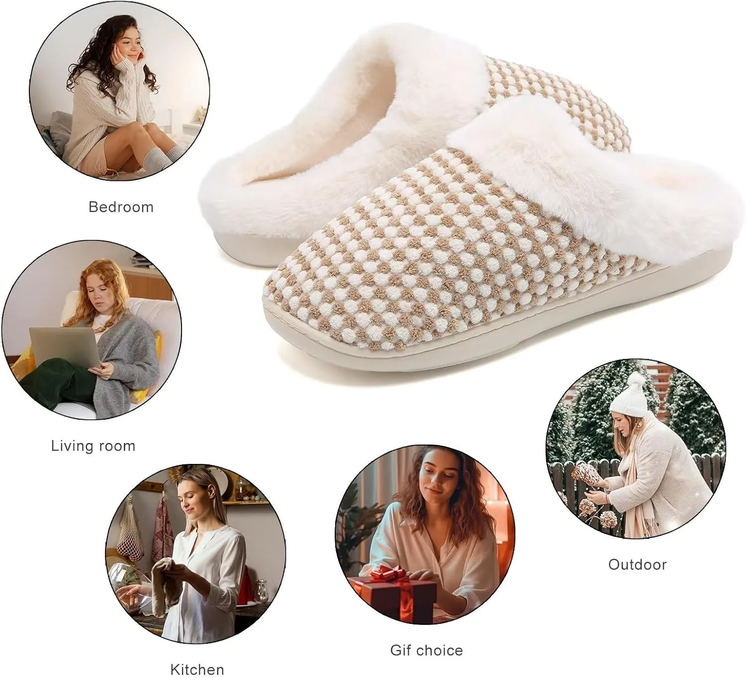 YALOX Slippers for Womens Warm Memory Foam Anti-Slip House Shoes Comfortable Cotton Slippers Home Bedroom Shoes Indoor & Outdoor