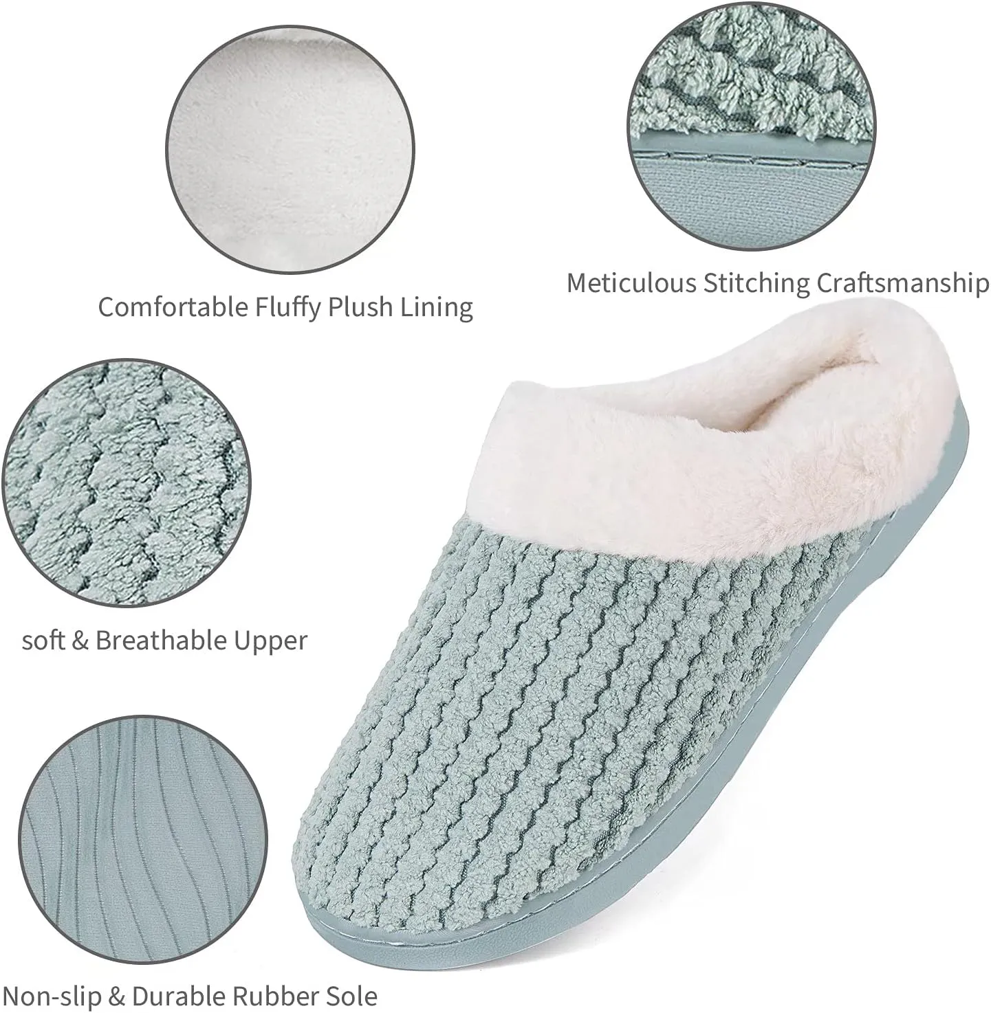 YALOX Slippers for Womens Warm Memory Foam Anti-Slip House Shoes Comfortable Cotton Slippers Home Bedroom Shoes Indoor & Outdoor