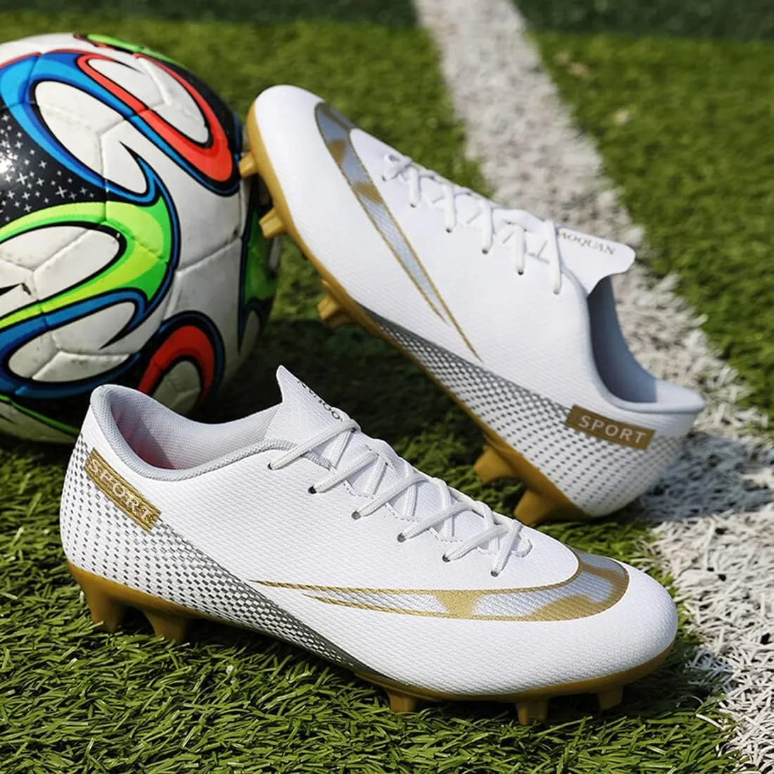 YDVXBE Men's Football Cleats Soccer Shoes Youth Athletic FG Football Shoes Spike Adult Sneaker for Outdoor/Competition/Training